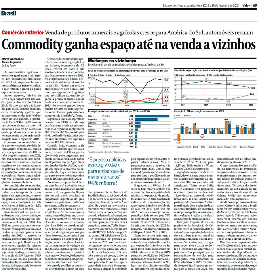 Commodities ganham espaço até na venda a vizinhos - Valor Econômico