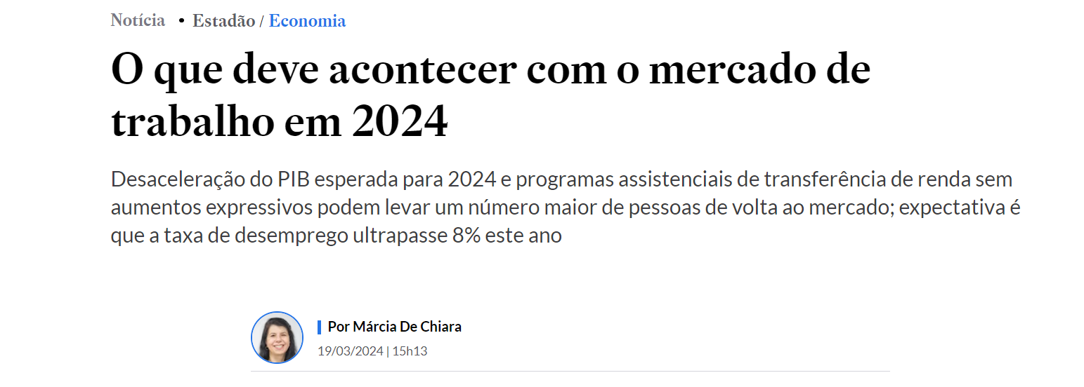 O que deve acontecer com o mercado de trabalho em 2024 - Estadão