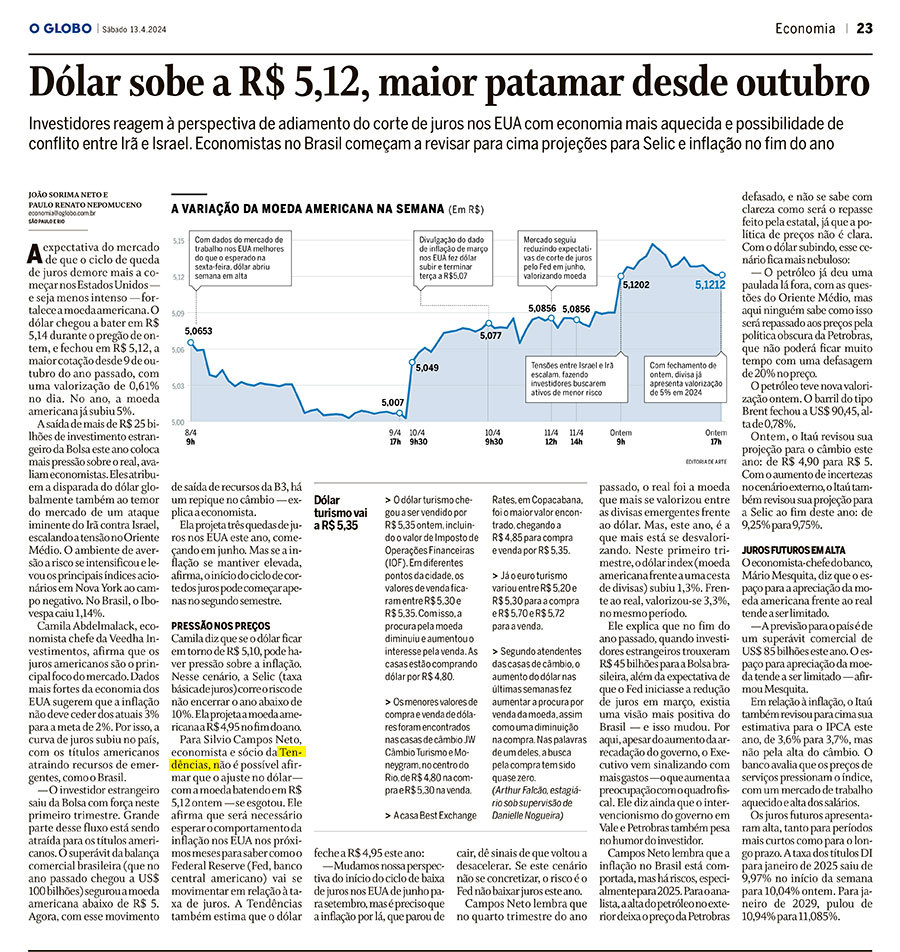 Dólar sobe a R$ 5,12, maior patamar desde outubro - O Globo