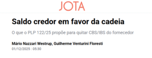 Saldo credor em favor da cadeia - Jota